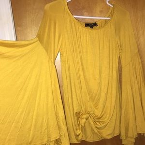 Bell sleeve off the shoulder top